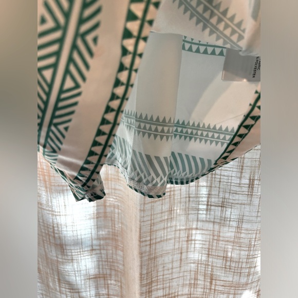 Green and White Lightweight Geometric Striped Tank Top. - Picture 6 of 10